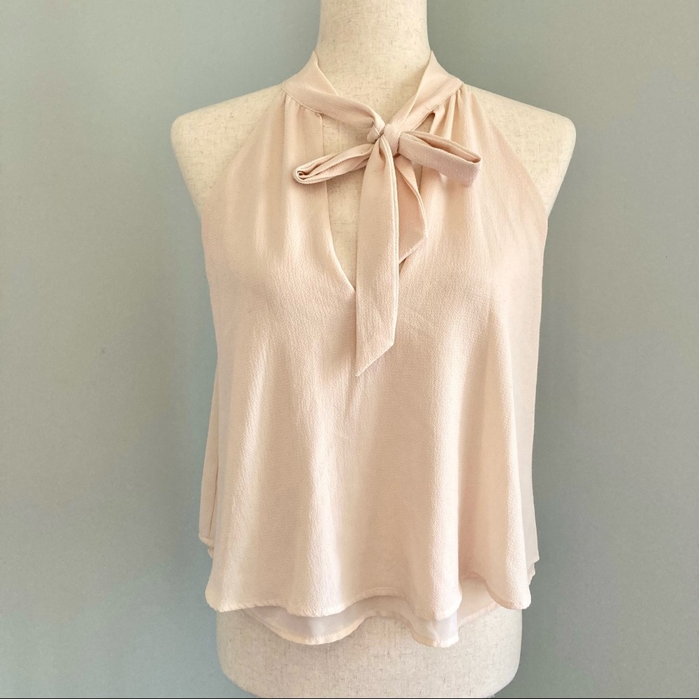 Forever 21 Blush Pink Cropped Tie Front Tank Top Small
